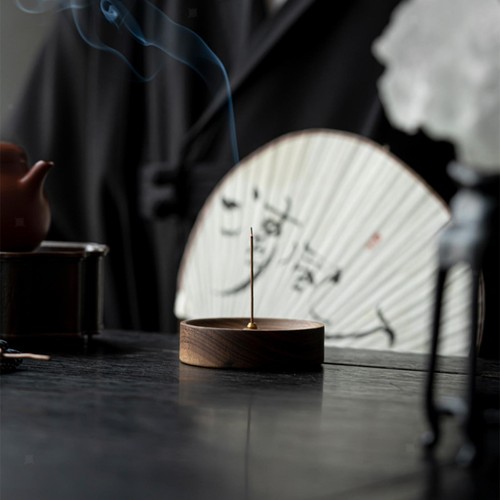 Wood round incense - wood, burner